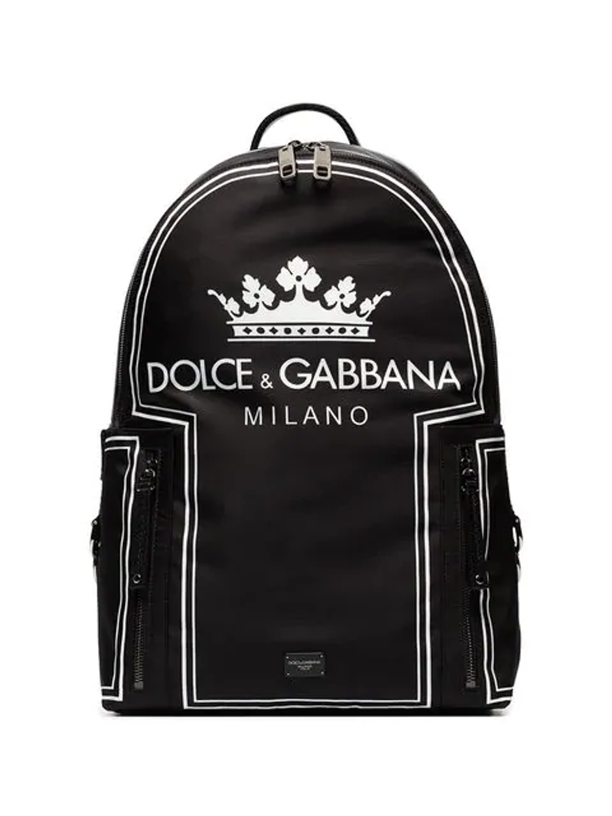 Dolce & Gabbana Black Vulcano Backpack In Nylon With Logo Print