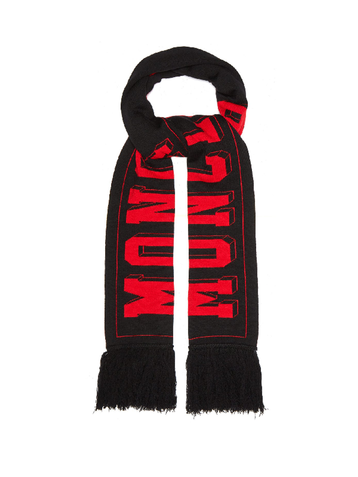 Moncler Football-logo Wool-blend Scarf In Black
