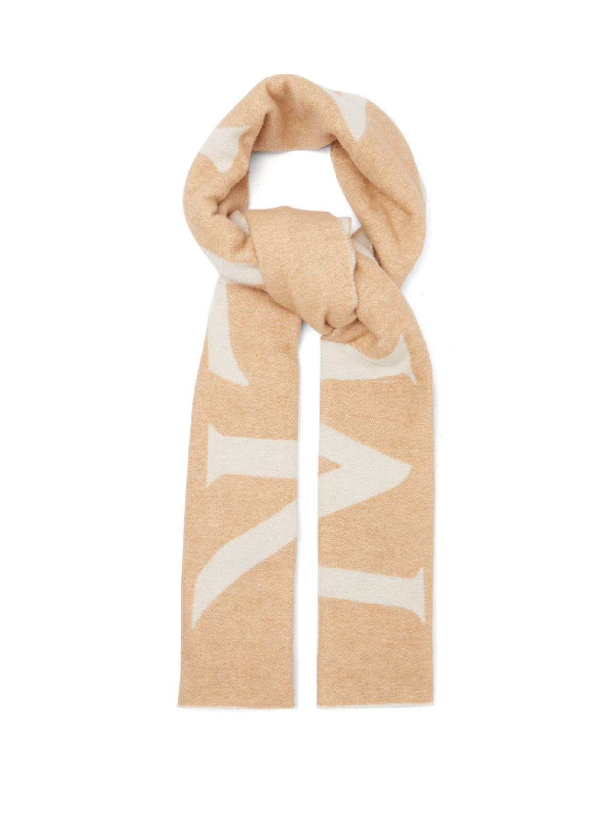 Moncler Logo-jacquard Wool-blend Scarf In Beige