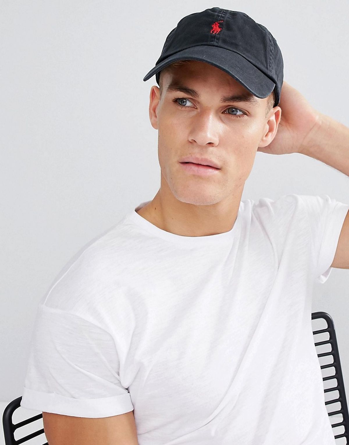 Polo Ralph Lauren Baseball Cap With Red Player Logo In Black