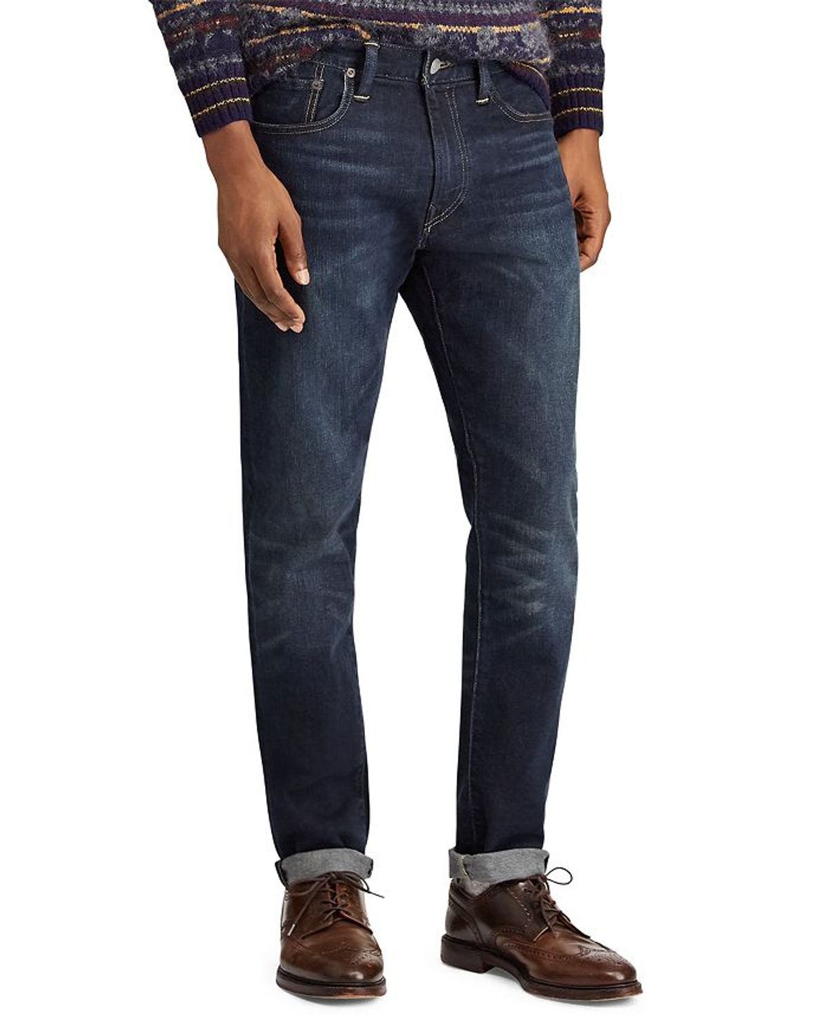 Polo Ralph Lauren Sullivan Slim Fit Jeans In Blue In Distressed Blue