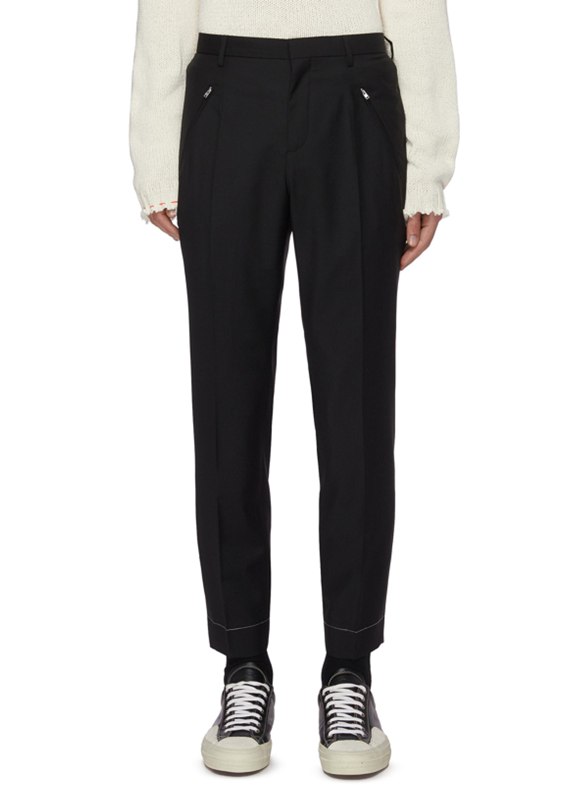 Maison Margiela Zipped Pocket Twill Tailored Pants In Black