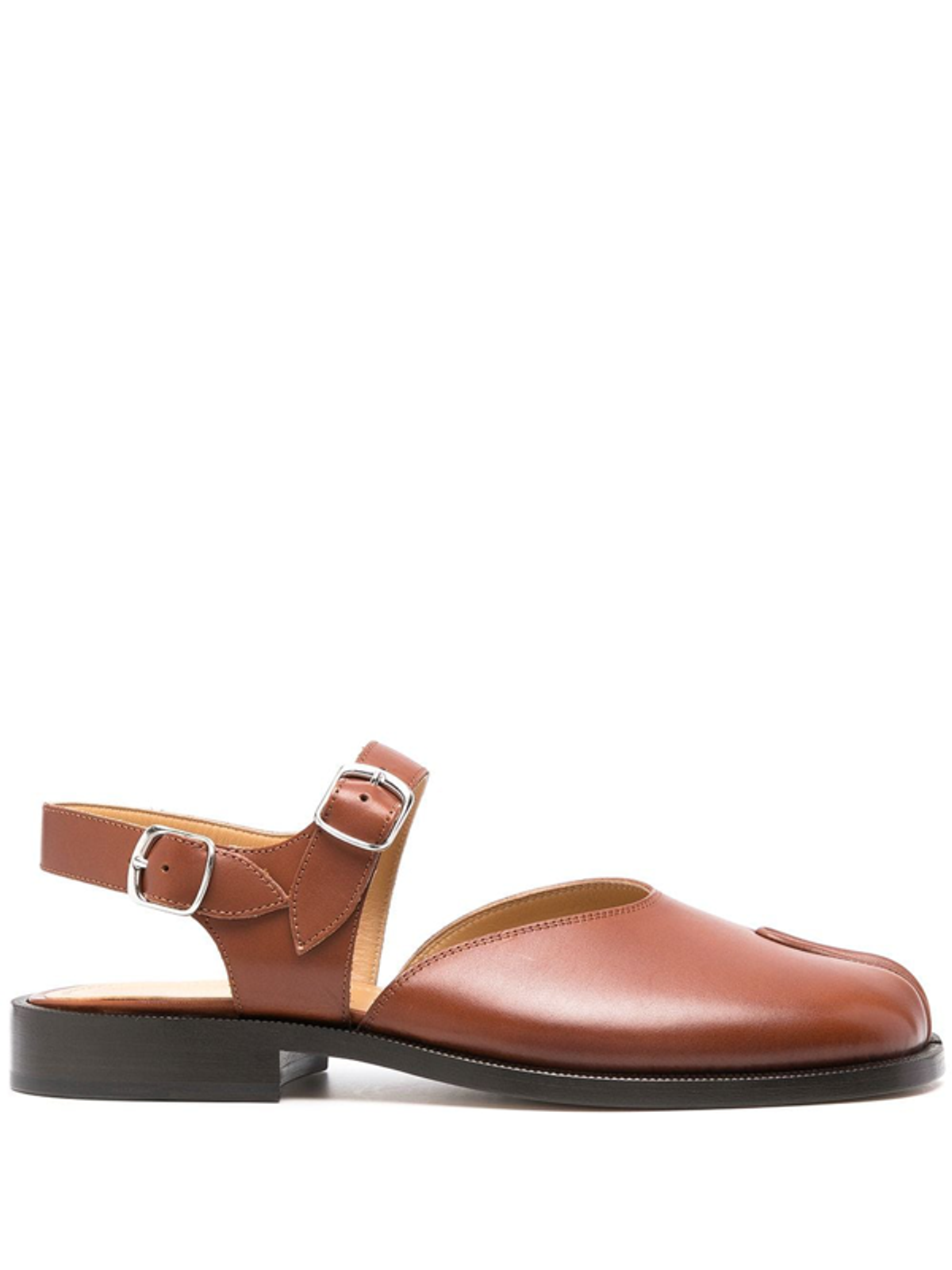 Maison Margiela Tabi Leather Mary-jane Sandals In Brown