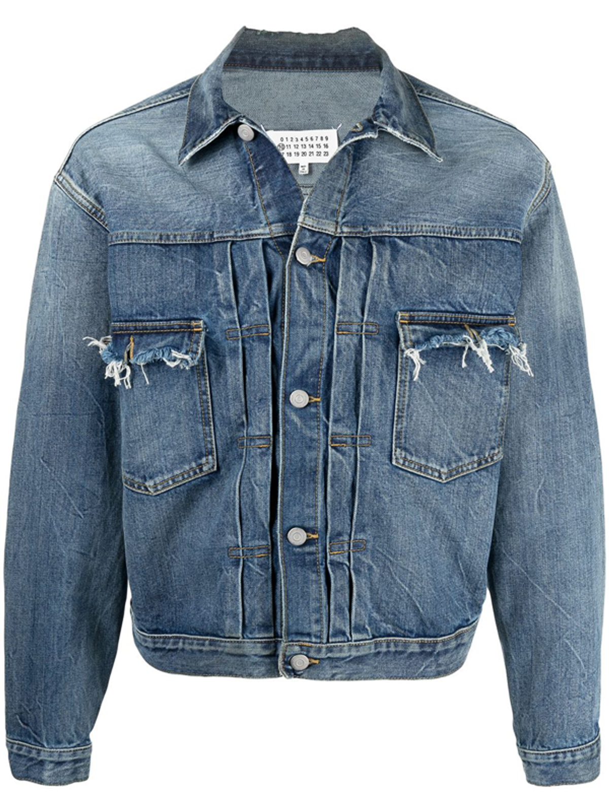 Maison Margiela Frayed Effect Denim Blue Jacket