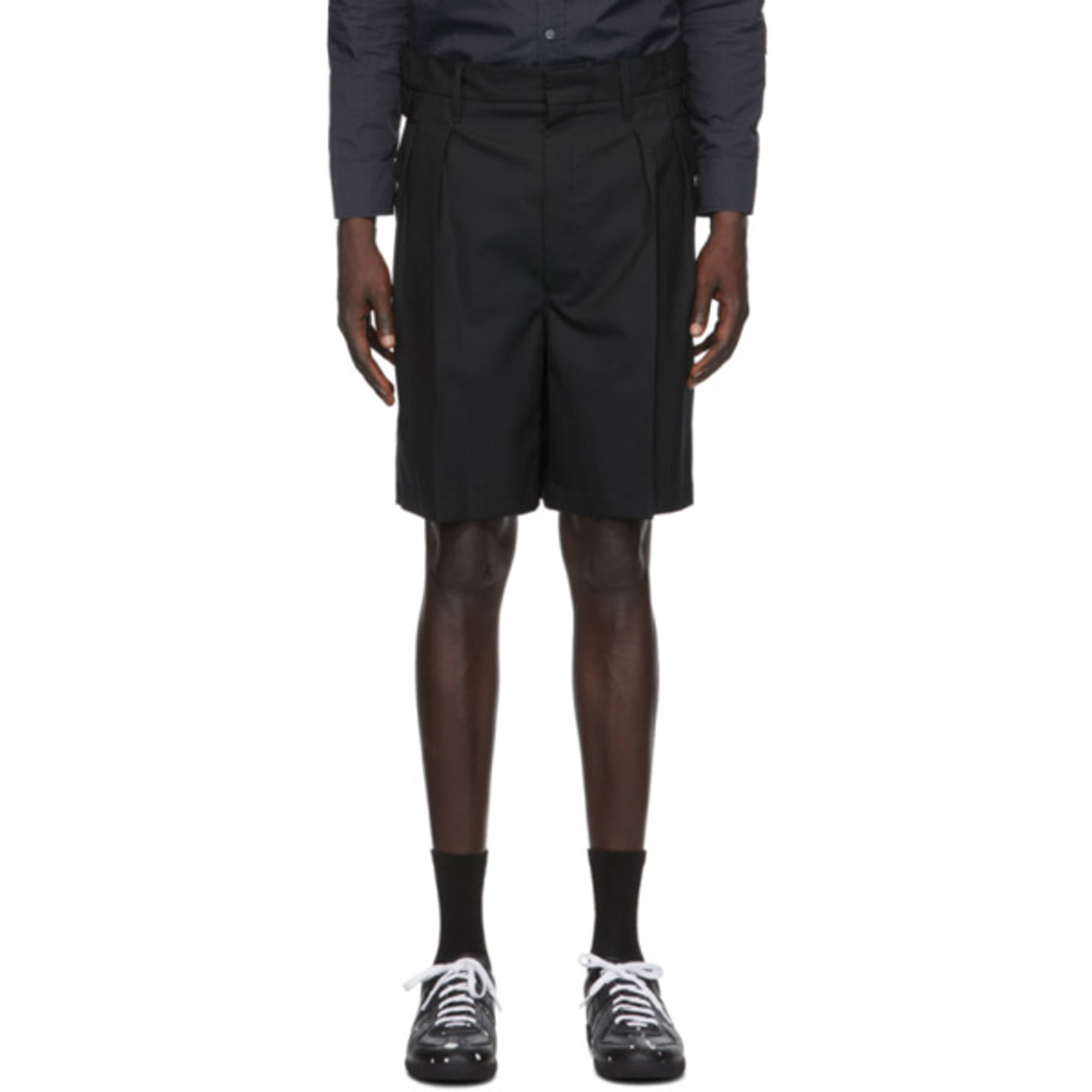 Maison Margiela Maison Margiela Black Two Play Popeline Shorts In 900 Black