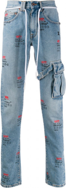 Off-White Straight-Leg Logo-Print Jeans