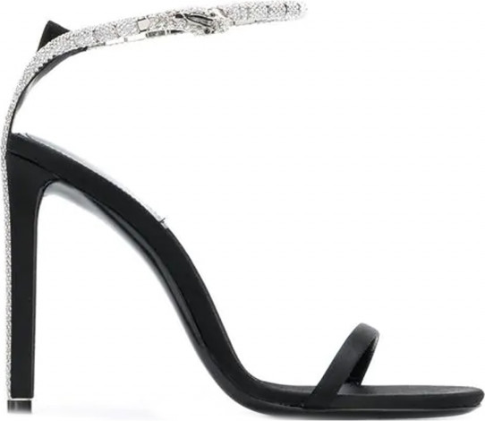 Saint Laurent Black Kate 105 Crystal Embellished Satin Sandals