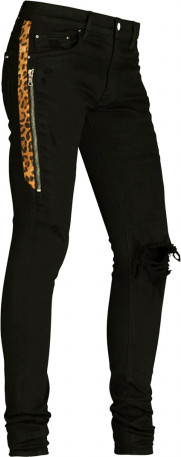 Amiri Leopard Half Track Broken Denim Jeans