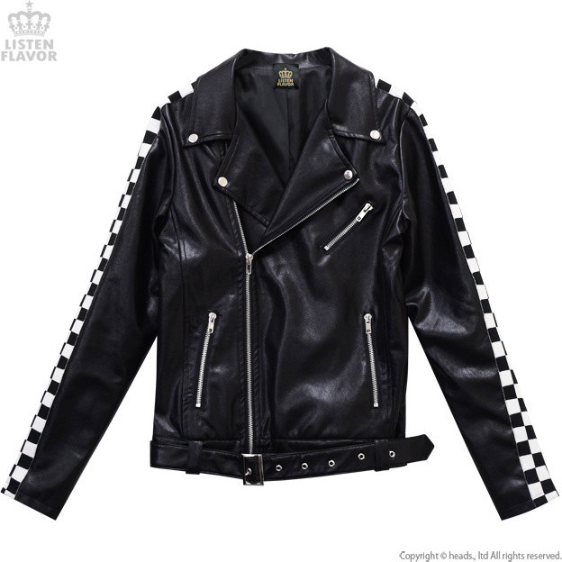 leather checkered jacket