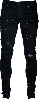 Amiri Rainbow Crystal Skinny Jeans