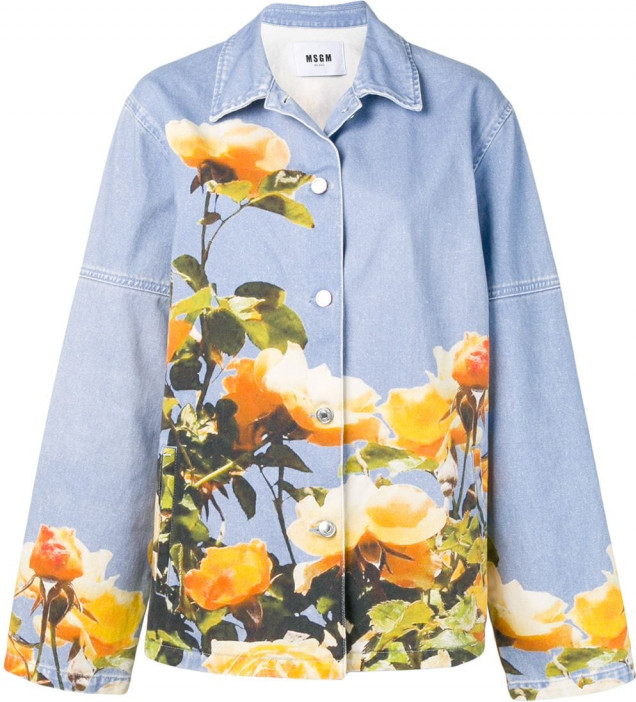 MSGM Oversized Printed Denim Jacket