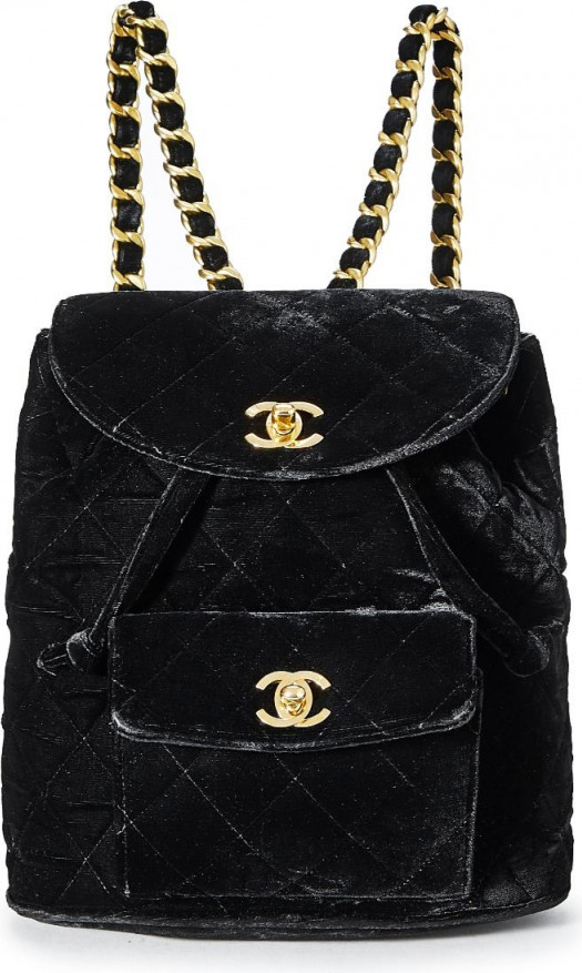 Chanel Black Velvet Classic Backpack