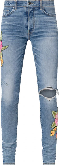 Amiri Flower Patch Broken Jeans