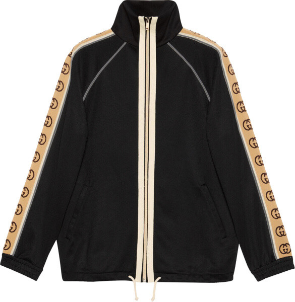 Gucci Gg Print Trim Zipped Jacket