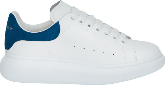 Alexander McQueen White & Blue Suede Oversized Sneakers