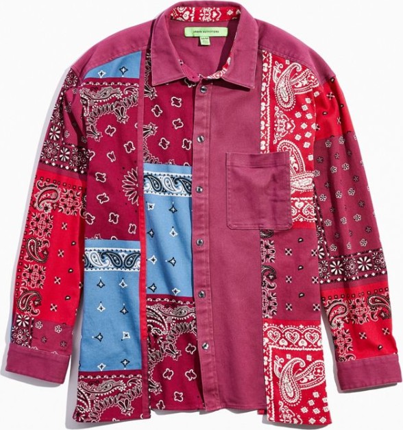 Urban Outfitters Bandana Panel Button-Down Overshirt
