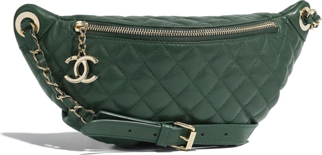 Chanel Waist Bag Quilted Calfskin Gold-tone Green