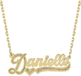 The M Jewelers Cut Tone Nameplate 14Kt Gold Necklace