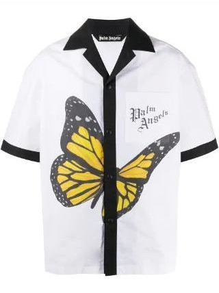 Palm Angels Butterfly Print Bowling Shirt