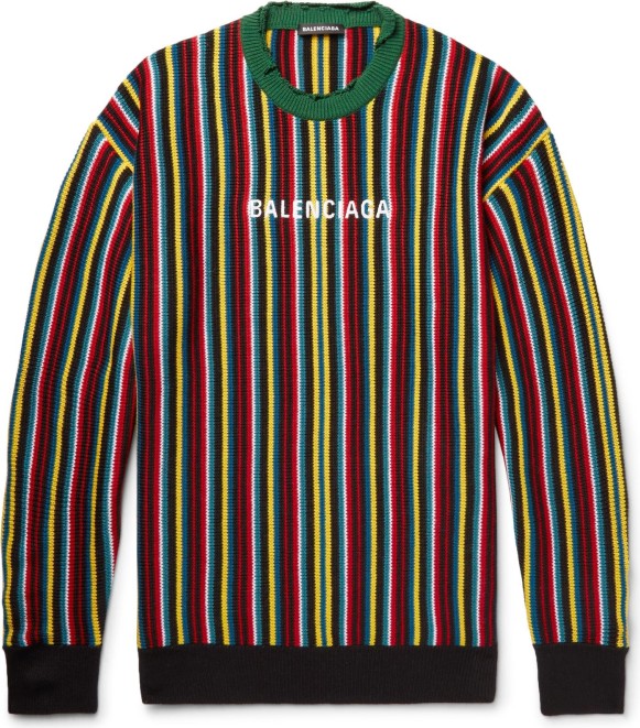 Balenciaga Distressed Logo Wool Sweater