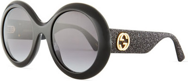 Gucci Oversized Round GG Glitter Sunglasses