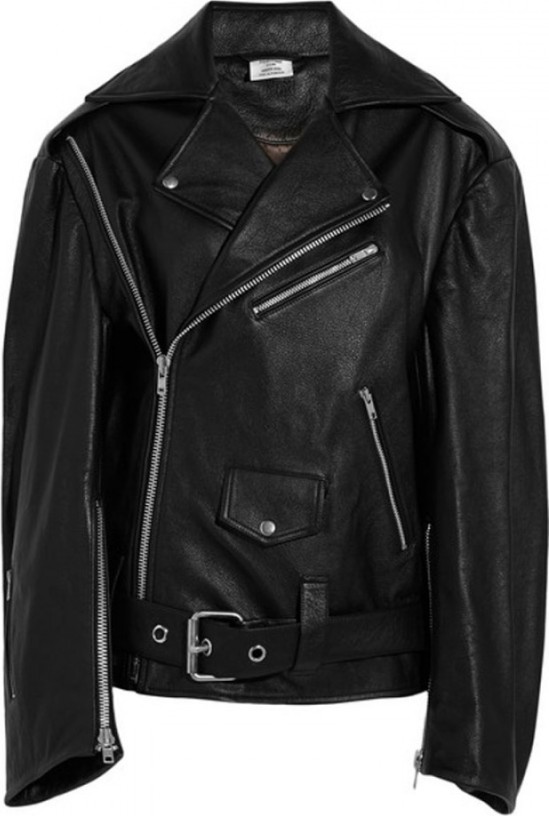 Vetements Oversized Buckle-Detailed Leather Moto Jacket