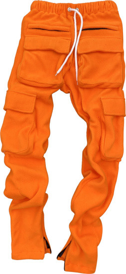 Hollywoodhunna Orange Fleece Cargo Sweatpants