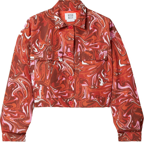 Maisie Wilen Club Cropped Printed Shell Jacket