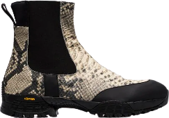 Alyx Black Vibram Snake Print Leather Chelsea Boots