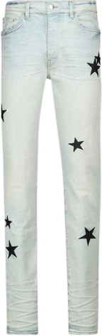 Amiri Leather Stars Stack Jean Bone Indigo