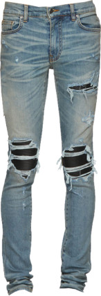 Amiri Blue & Black Leather Patch MX-1 Jeans