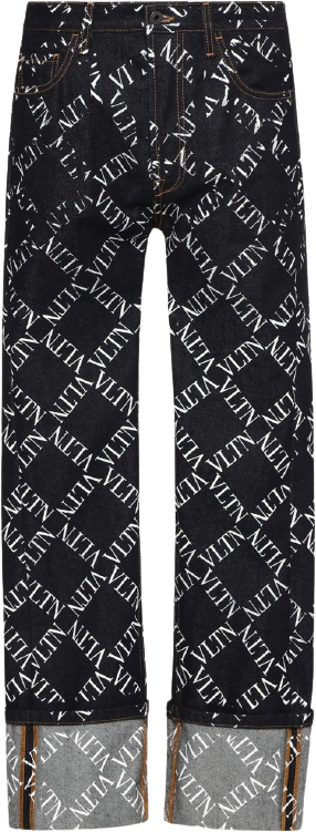 Valentino Baggy Fit Grid Print Jeans