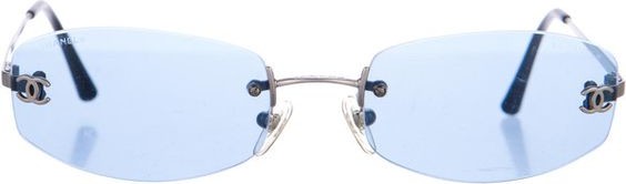 Chanel Rhinestone Rimless Blue Sunglasses