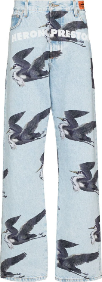 Heron Preston Printed 5 Pockets Vintage Blue Jeans