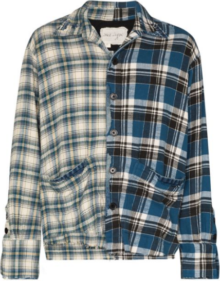 Greg Lauren Check-Pattern Panelled Shirt