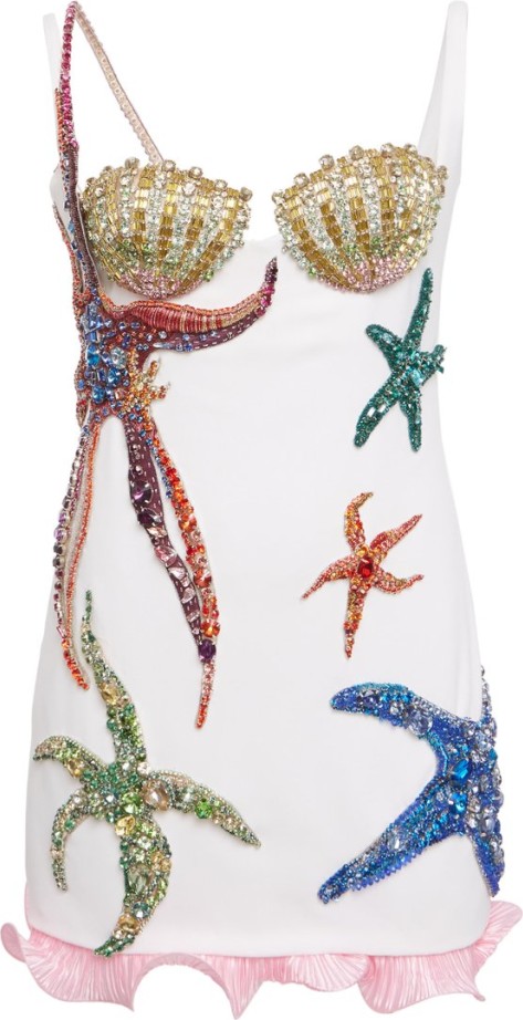 Versace Embellished Crepe Mini Dress