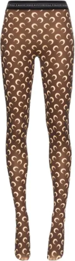 Marine Serre Logo Crescent Moon Brown Leggings