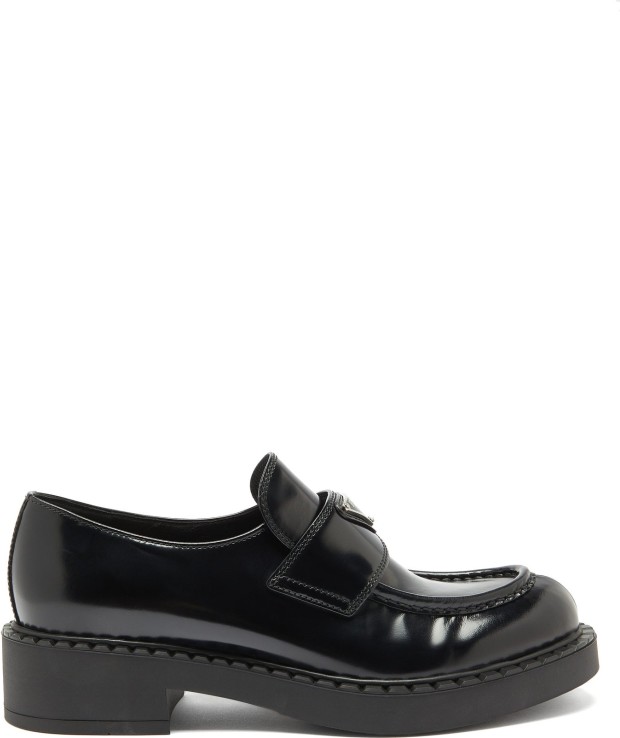 Prada Logo Plaque Chunky Heel Loafers