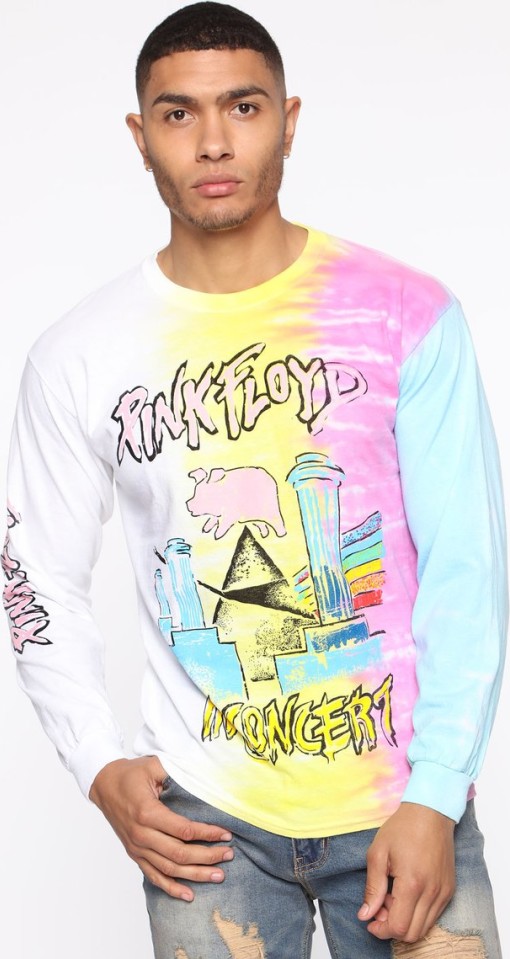 FashionNova Pink Floyd Tie Dye Long Sleeve T-Shirt