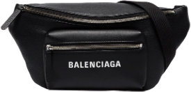 Balenciaga Black Everyday Logo Print Leather Belt Bag