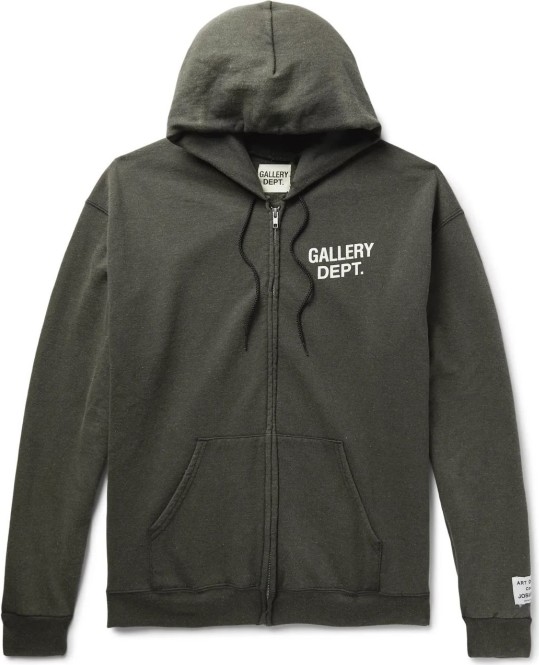 Gallery Dept. Logo-Print Fleece-Back Cotton-Blend Jersey Zip-Up Hoodie