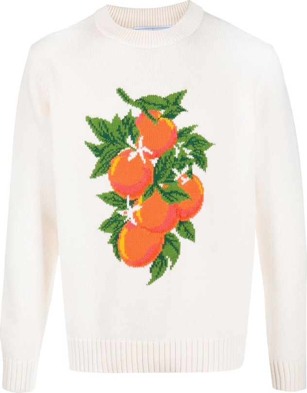 Casablanca Orange Intarsia Knit Jumper
