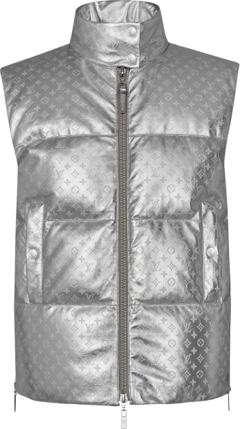 Louis Vuitton Embossed Monogram Silver Down Gilet