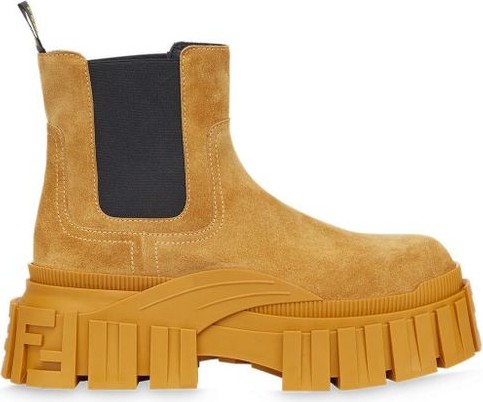 Fendi Yellow Suede Chelsea Boots