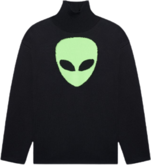 Balenciaga Alien Highneck In Black Intarsia Wool Sweaters