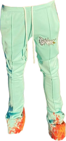 Giovanni La Venganza Inferno Stacked Teal Blue Pants